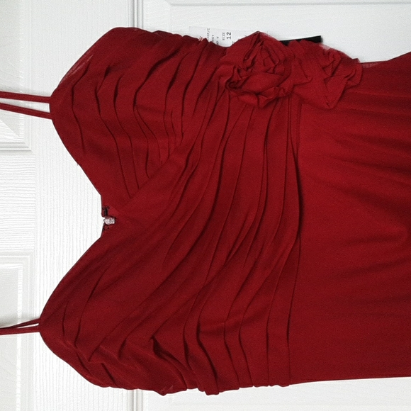 PROM DRESS / PRETTY DARK RED EVENING GOWN SZ 12  Petite NWT - Picture 5 of 14